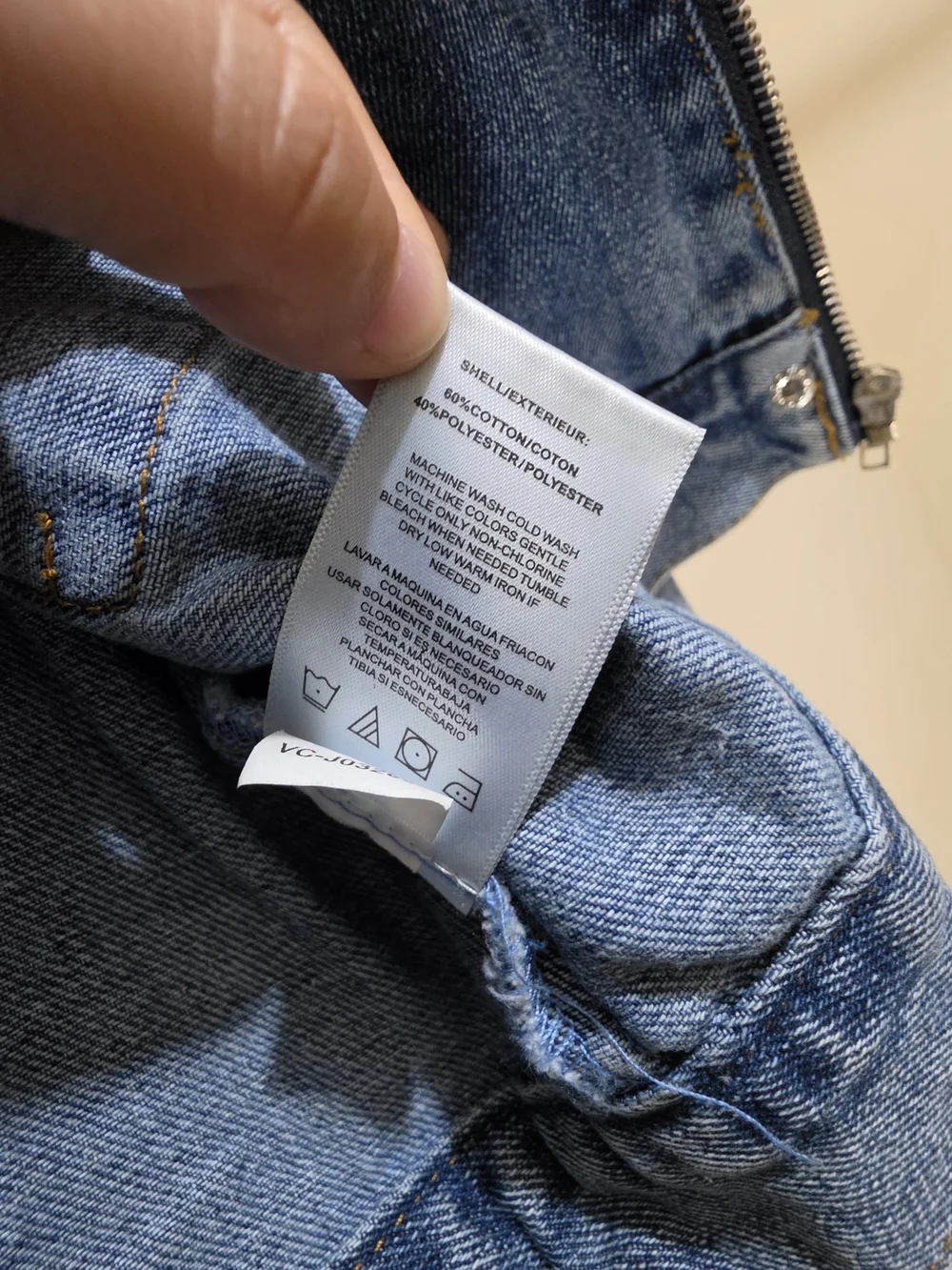 VIGOSS Cropped Denim Jacket Small Corduroy Collar Snap Front Blue - Picture 10 of 13